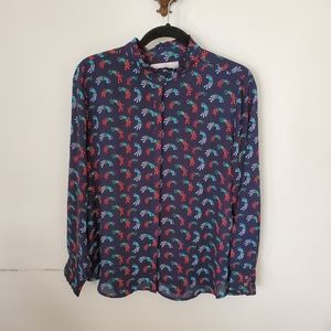 LOFT peacock pattern blouse